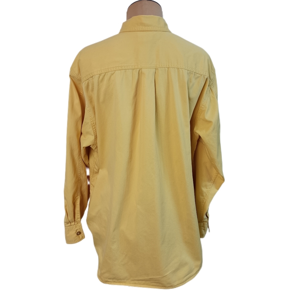 Vintage 90s Limited Chinos Shirt Womens M Yellow Boyfriend Cotton Utility Tomboy - Picture 2 of 5